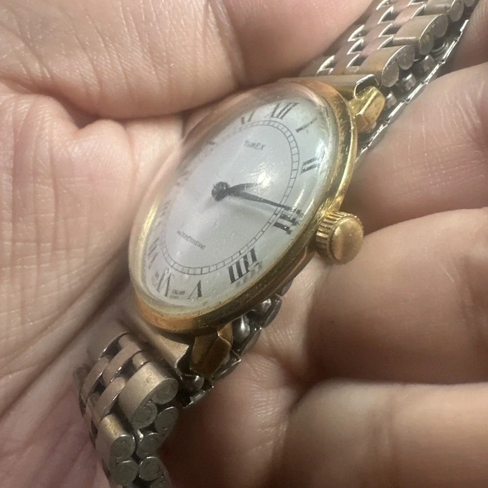 Working VTG 1980‎ TIMEX Mens Manual Wind Watch 35mm England Dial Gold Tone Fit 7